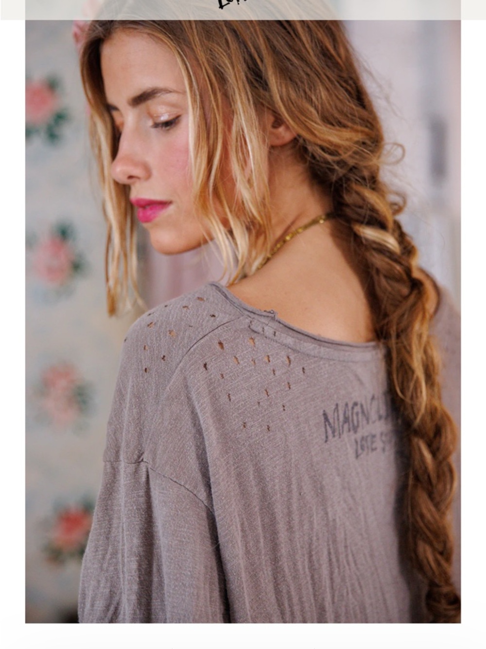 MAGNOLIA PEARL Viggo Long Sleeve TShirt Tee Maxi Dress O/S Cupid Logo Taupe - Picture 5 of 16